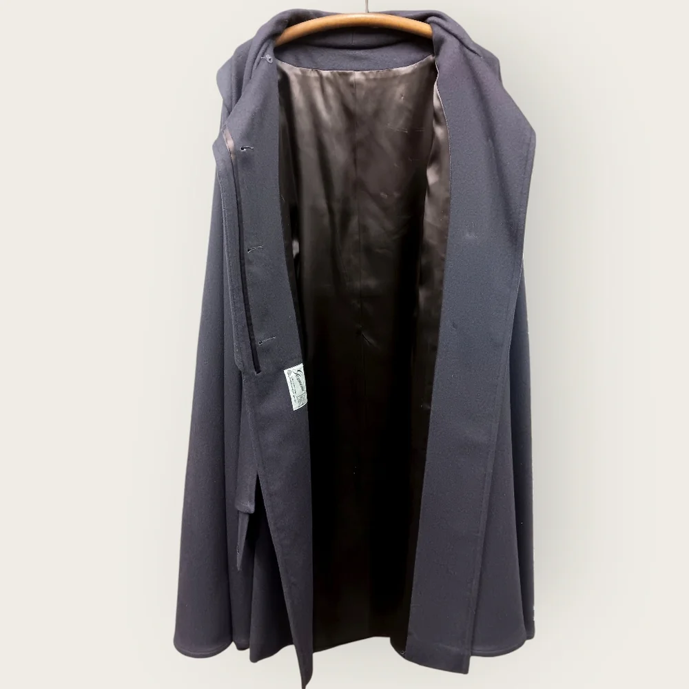 Elegant 1960s Purple Mauve Cape Coat by Gemini - 100% Wool - M - Picture 5 of 10